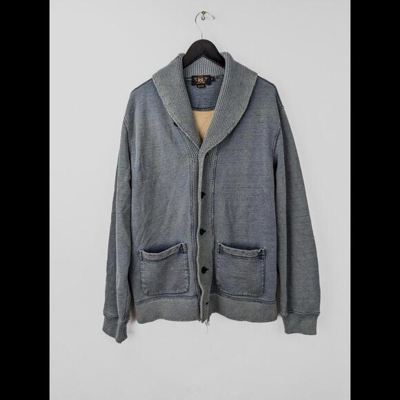 Ralph Lauren Double RL Other - [SOLD] RRL DOUBLE RL Men's Sz XL Light Indigo Blue Shawl Collar Button Cardigan